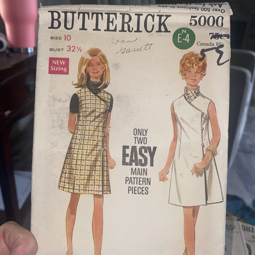 Vintage 1960s Butterick 5000 Dress Sewing Pattern Size 10 Cut Complete Mod